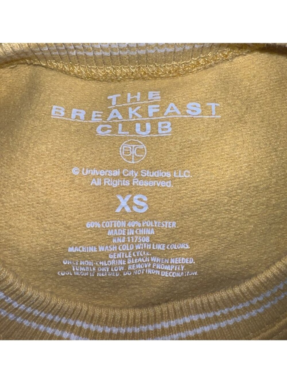 Vintage Shermer High School 1984 Sweatshirt "The Breakfast Club" Yellow XS - Picture 3 of 3